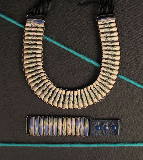Folk Ribbon necklace and cuff by Michelle Lowe-Holder