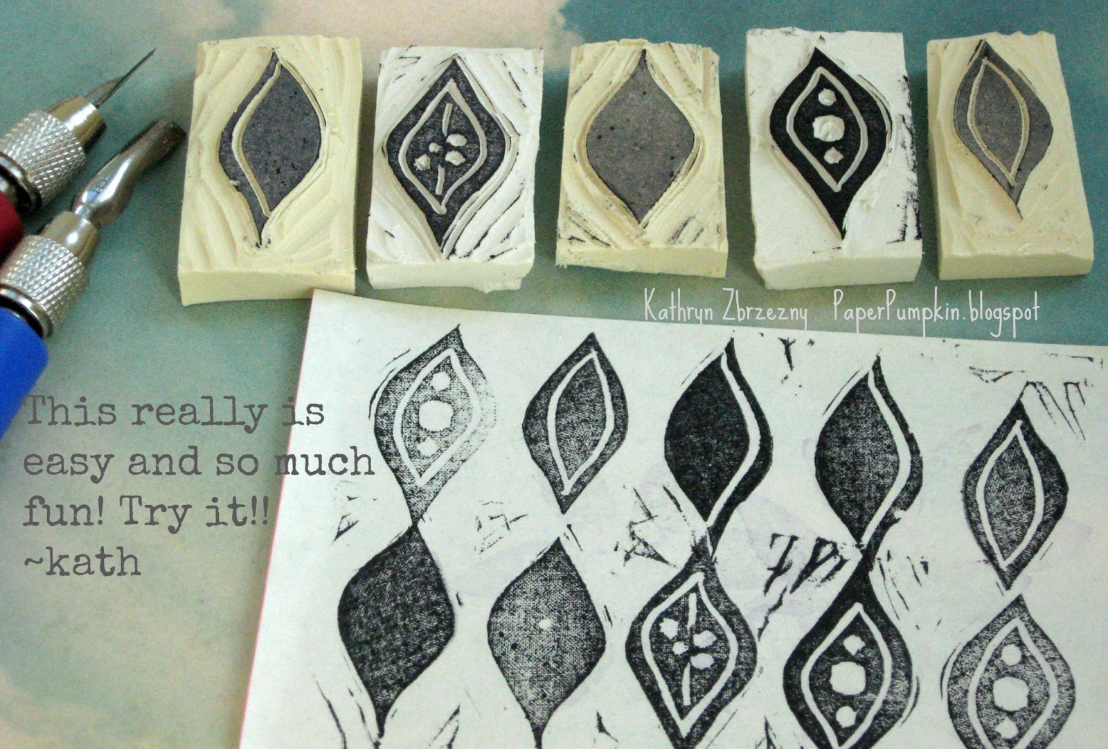 Paper Pumpkin Stamp Carving a mini tutorial