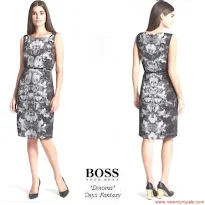 Queen Letizia Style; HUGO BOSS Dress,  CUCARELIQUIA Culutch, PRADA Pumps