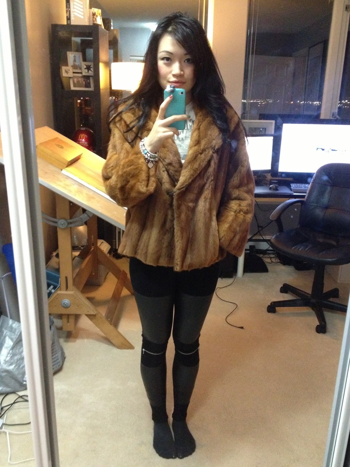Posing in Vintage Vancouver Fashion Blog Coat into vest