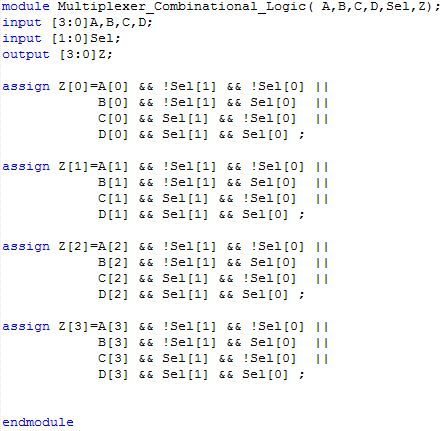 multiplexer verilog code logic combinational modelling 4to1 figure example fpgas implement