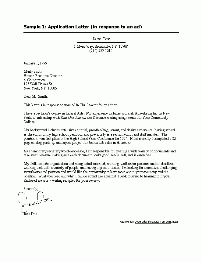 Application letters for jobs