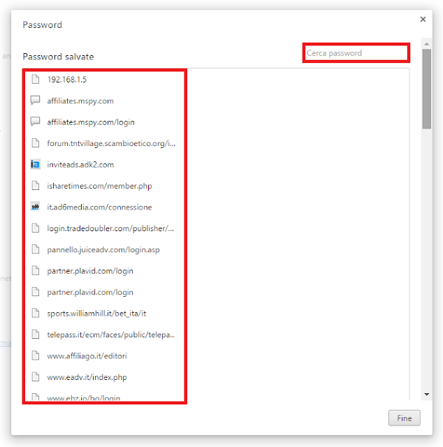 Rimuovere password memorizzate Google Chrome