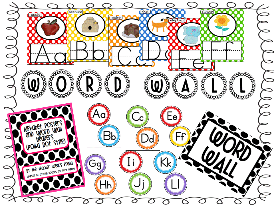 Polka Dot Inspired Alphabet and Word Wall Headers Teaching with Nesli