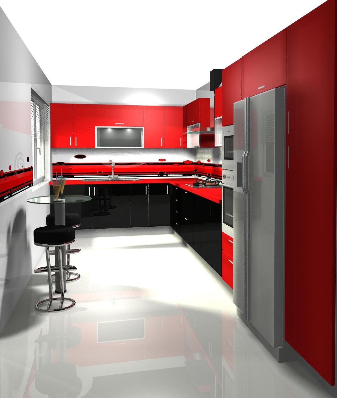 Diseño de cocina en rojo y negro