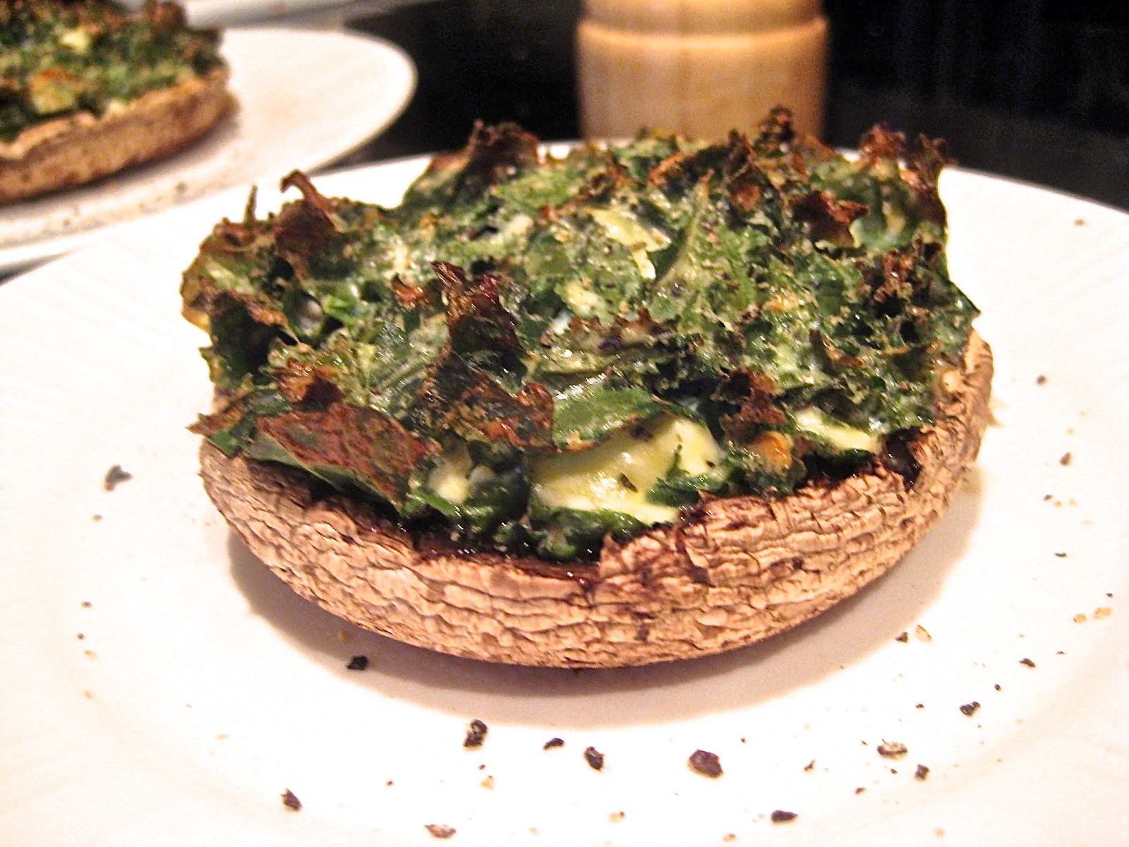 ramble on Portobello Mushrooms, Stuffed with Goat Cheese and Kale