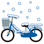 雪の積もる自転車のイラスト