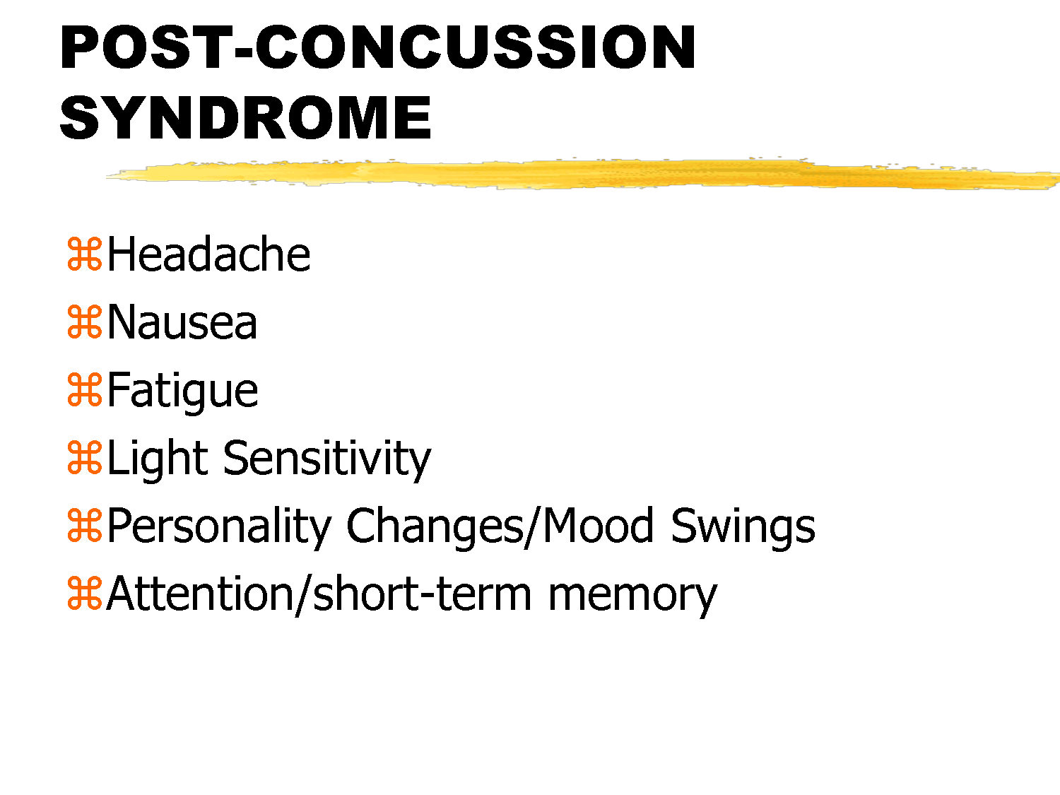 Postconcussion syndrome; PostConcussive Syndrome