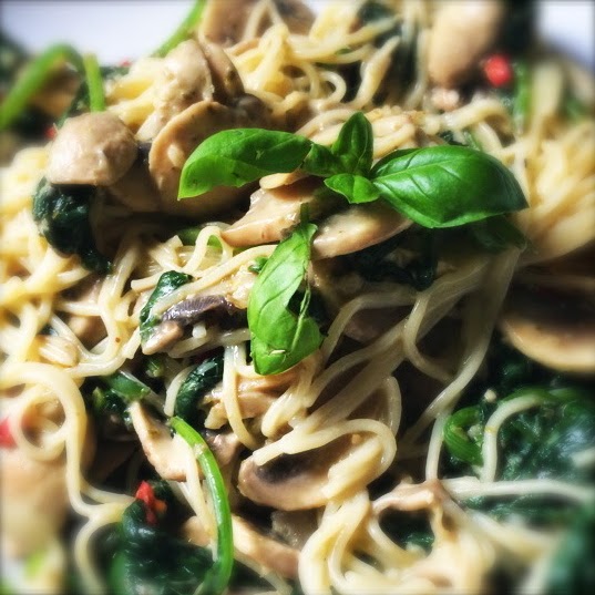 Slice Of Slim RECIPE Mushroom, Spinach, Pesto & Chilli Pasta Sauce
