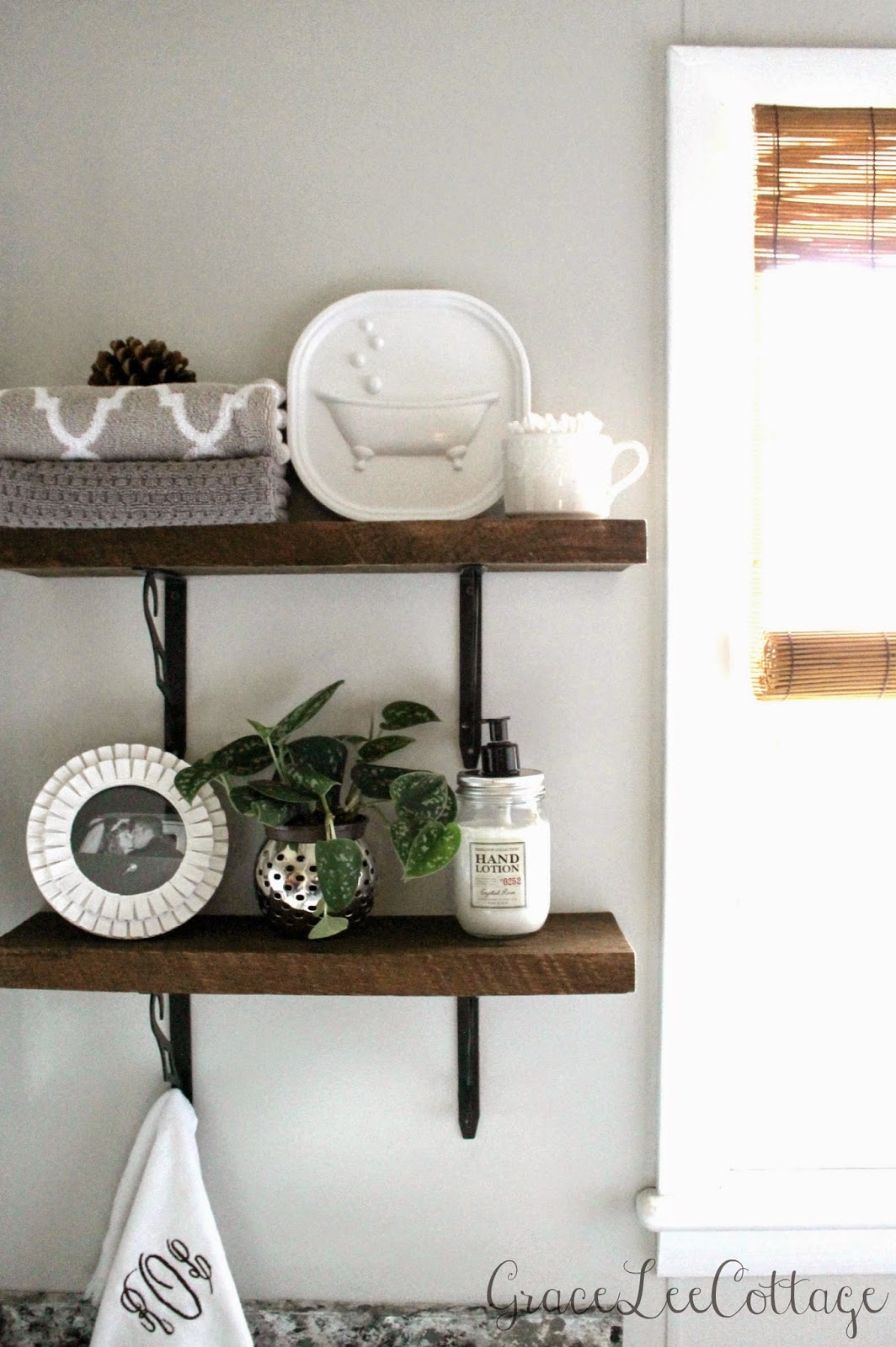 Grace Lee Cottage DIY Rustic Bathroom Shelves