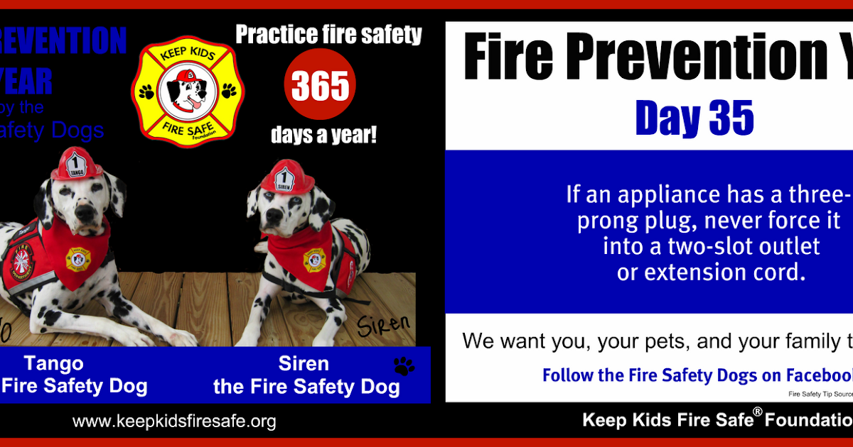 Sparkles the Fire Safety Dog Daily Fire Safety Tip 35 *365