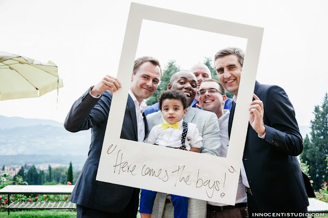 giant polaroid frame at wedding photo booth - destination wedding tuscany