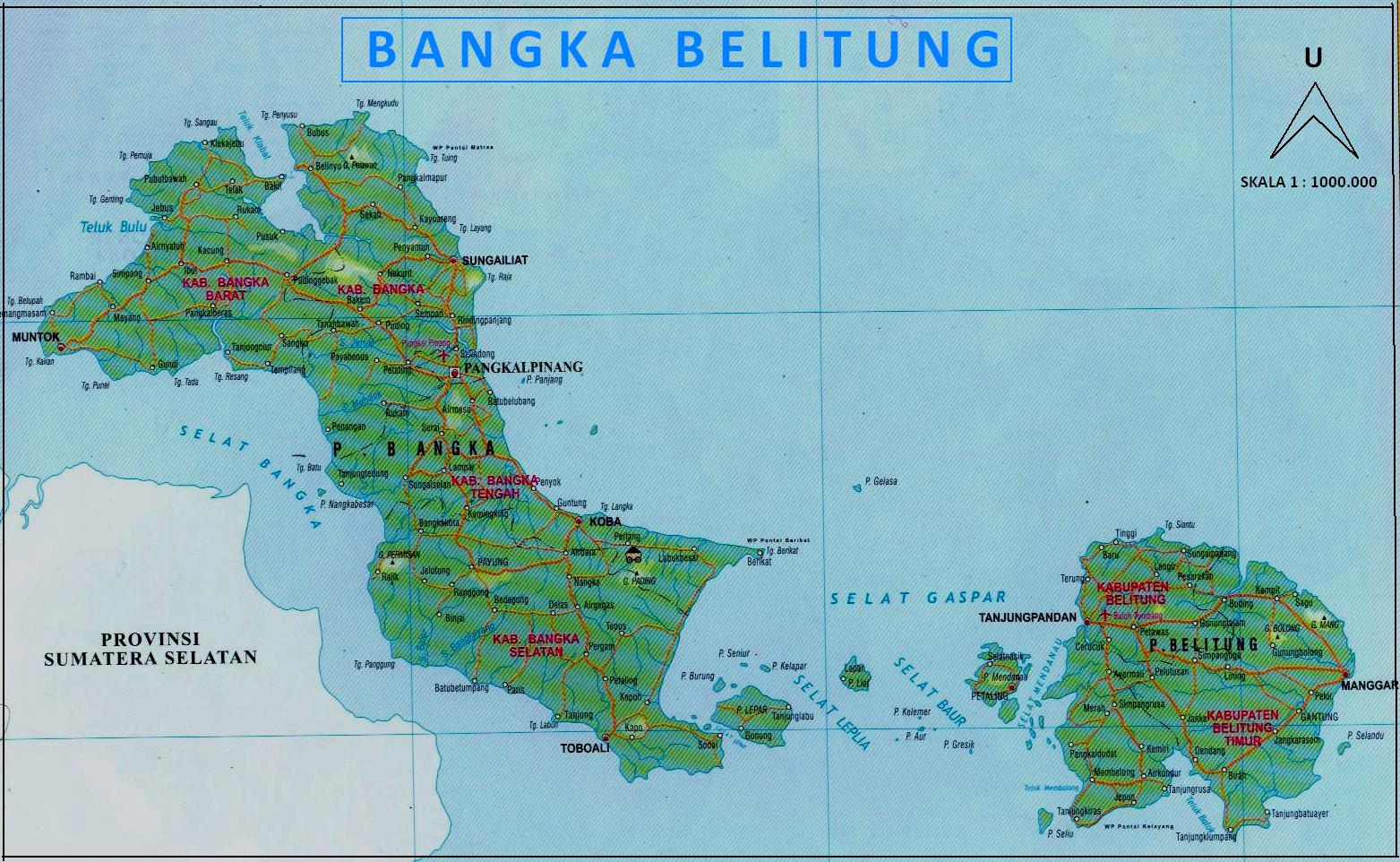 PETA BANGKA BELITUNG GEOGRAFI REGIONAL INDONESIA