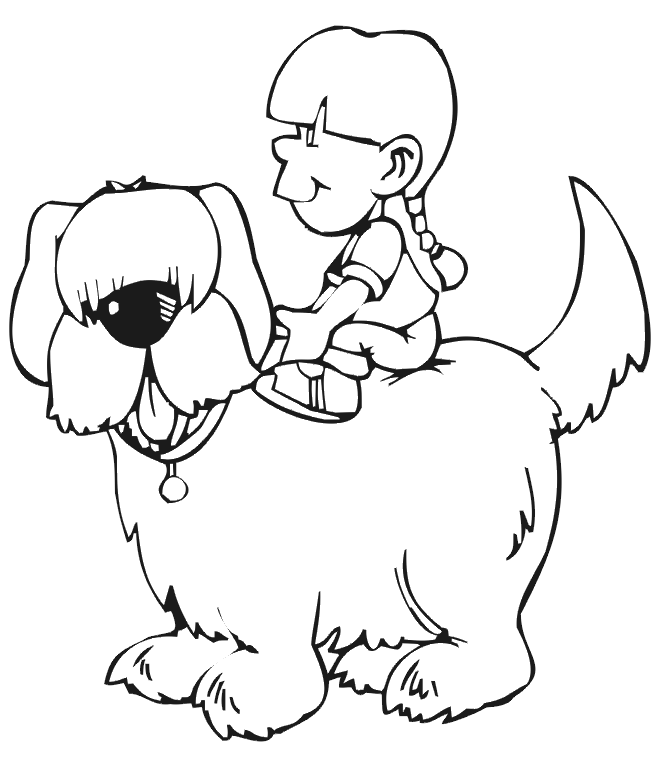 Images Magazine Litle Girl On Animal Dog Coloring Pages