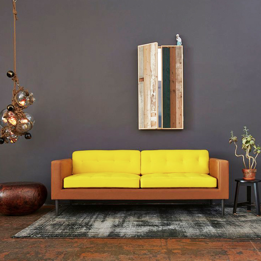 sunday,jaune,yellow,déco,sofa,canapé,vintage,knoll,florence knoll
