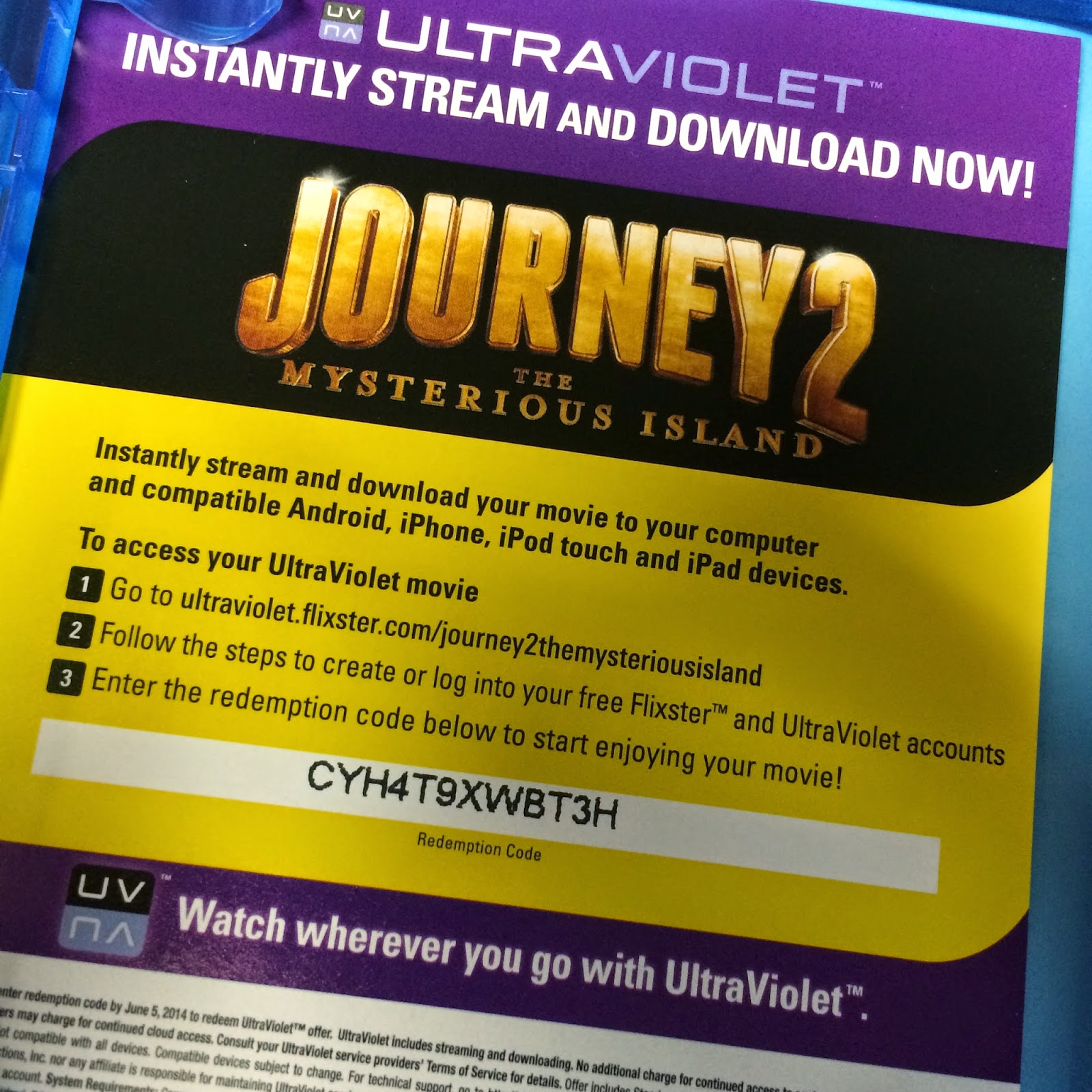 Cinema Sickness: Free &quot;Journey 2 The Mysterious Island&quot; UV Code!
