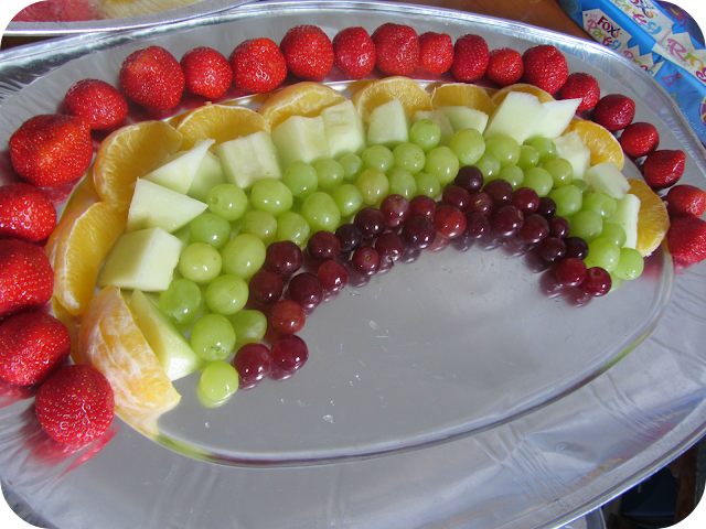 fruit platter, rainbow fruit platter, first birthday party food, rainbow food