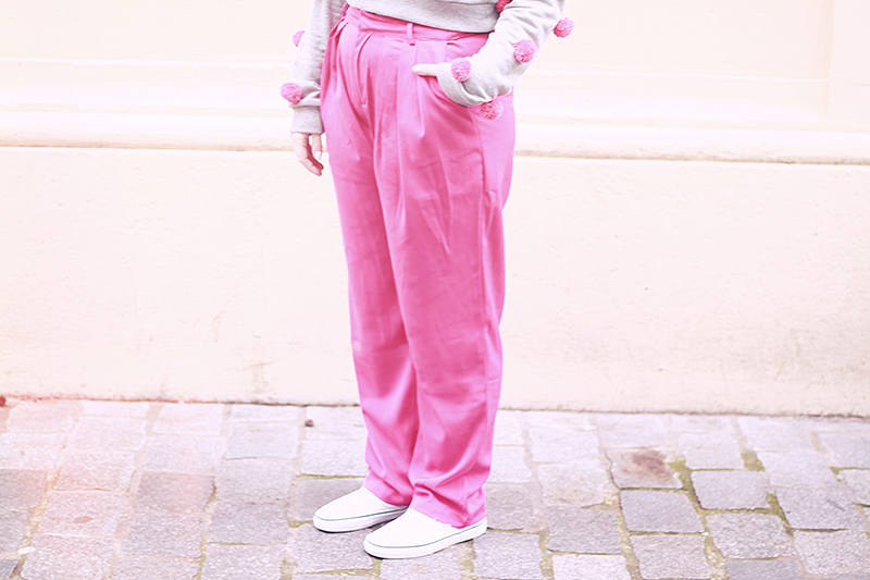 pantalon large rose