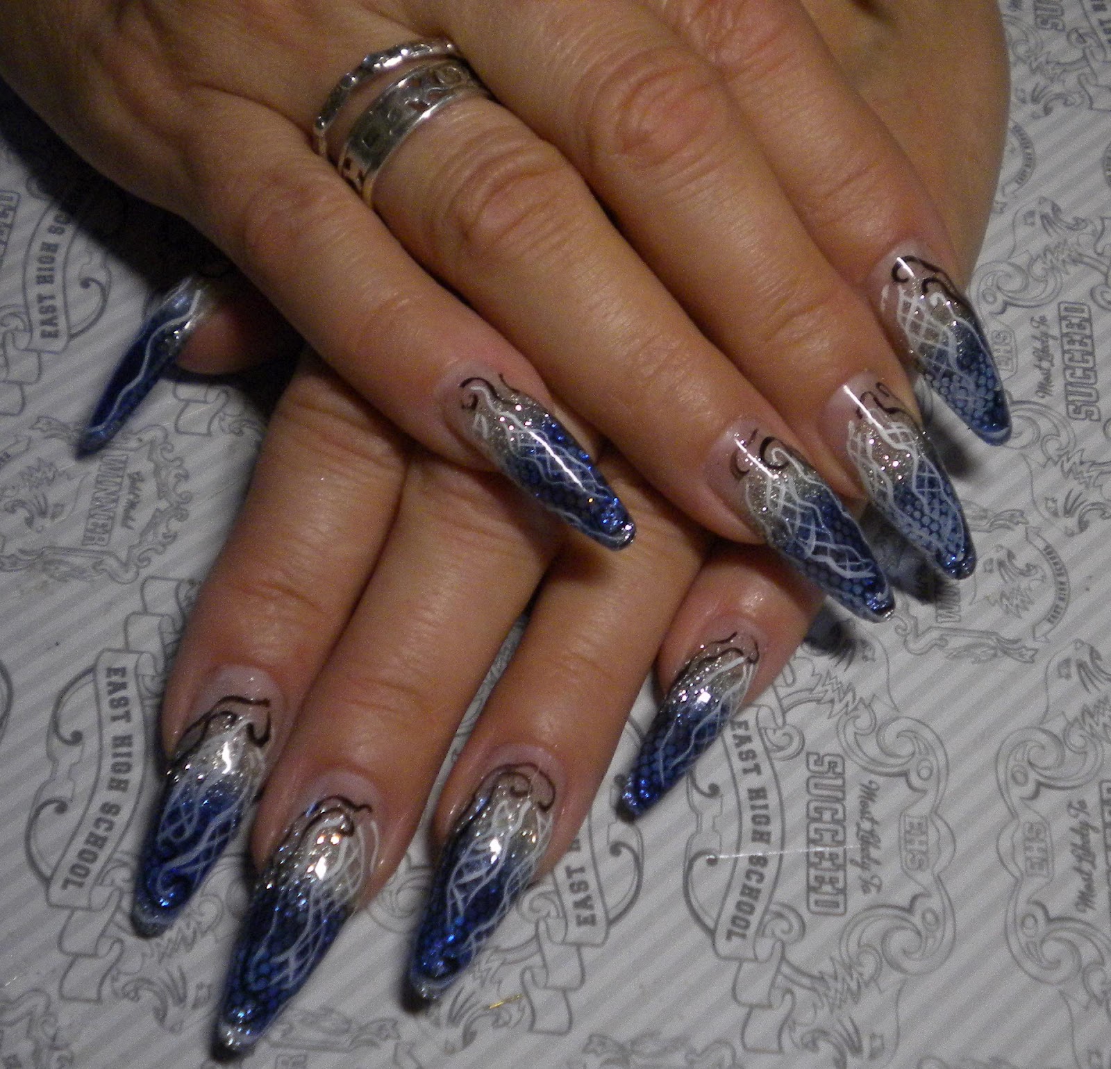 Paznokcie Zelowe Szpice Z Siateczka Wtopiona W Szklanym