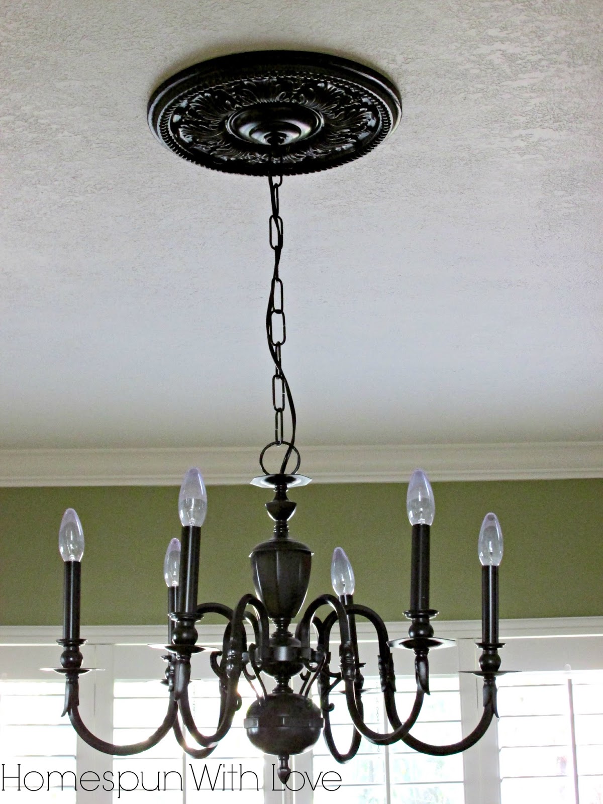 Homespun With Love diy/ Brass Chandelier Makeover
