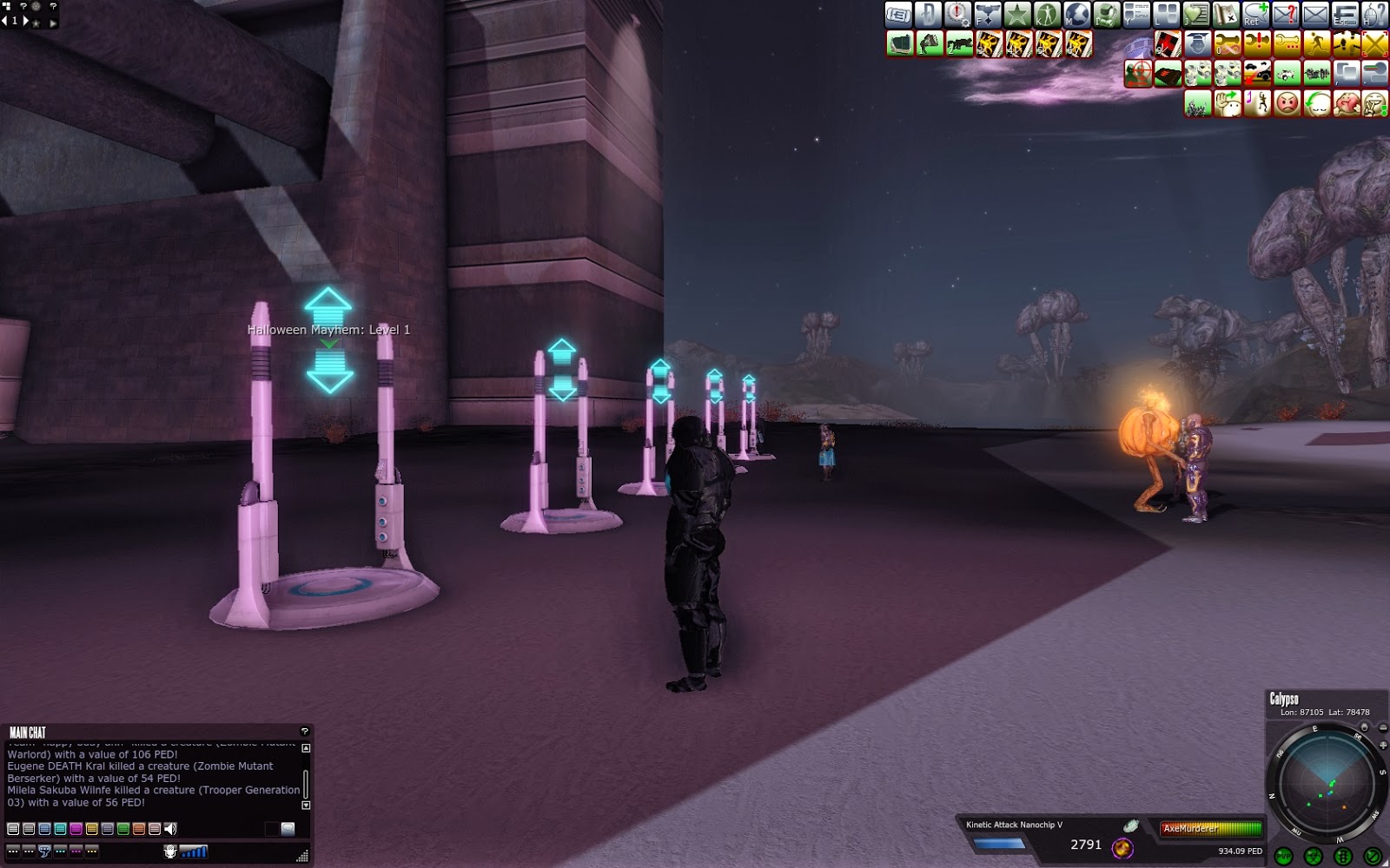 Entropia Universe Hunting Zombie Mutant and Zombie Dog with