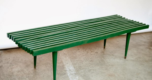Heygreenie Vintage Wood Slat Bench Mid Century Modern George