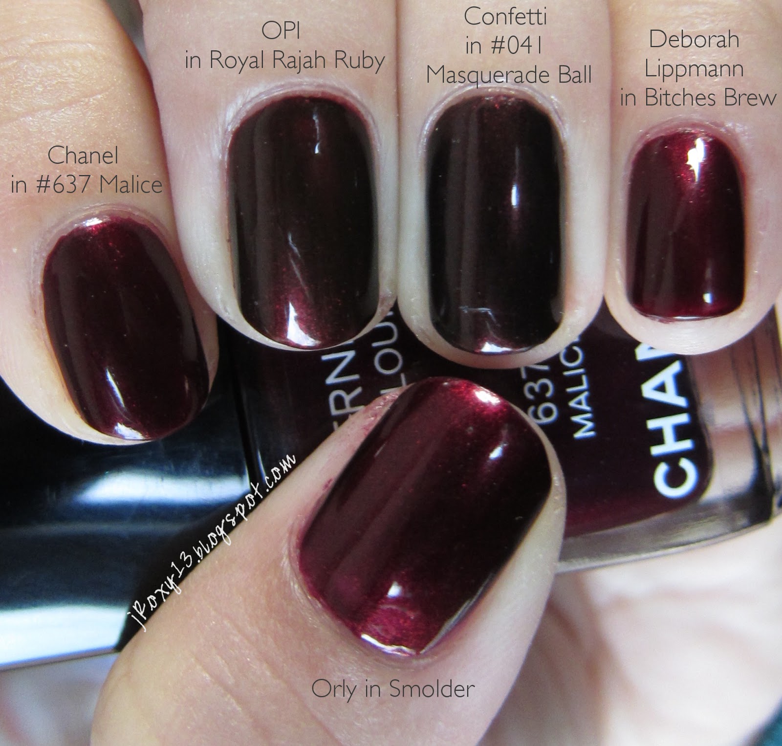 Chanel in #637 Malice Comparisons (15 polishes)
