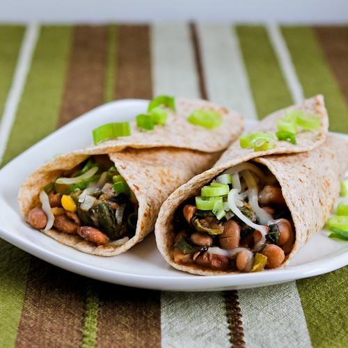 Slow Cooker Spicy Vegetarian Pinto Bean and Chard Burritos from Kalyn's