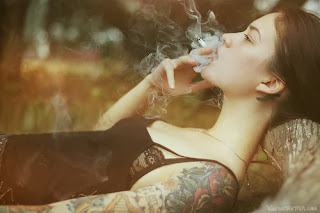 smoking brunette girl
