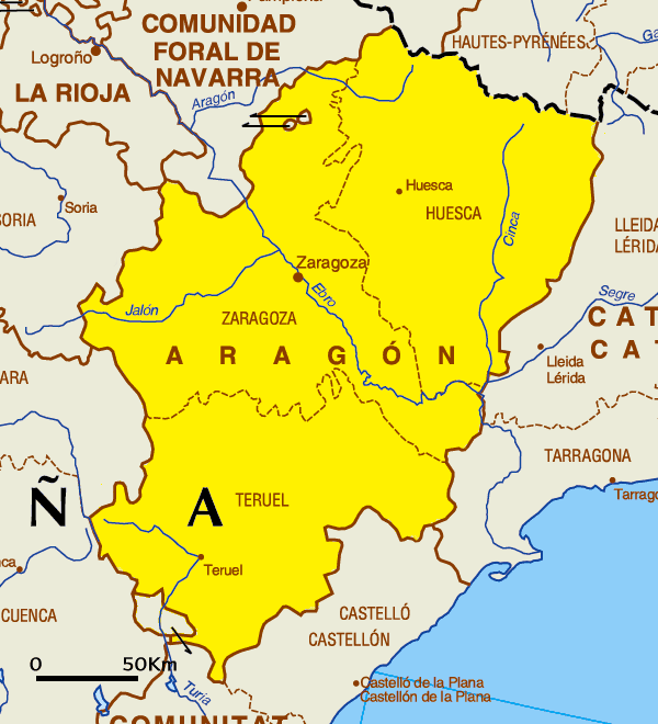 Aragon Map Pictures and Information Map of Spain Pictures and Information