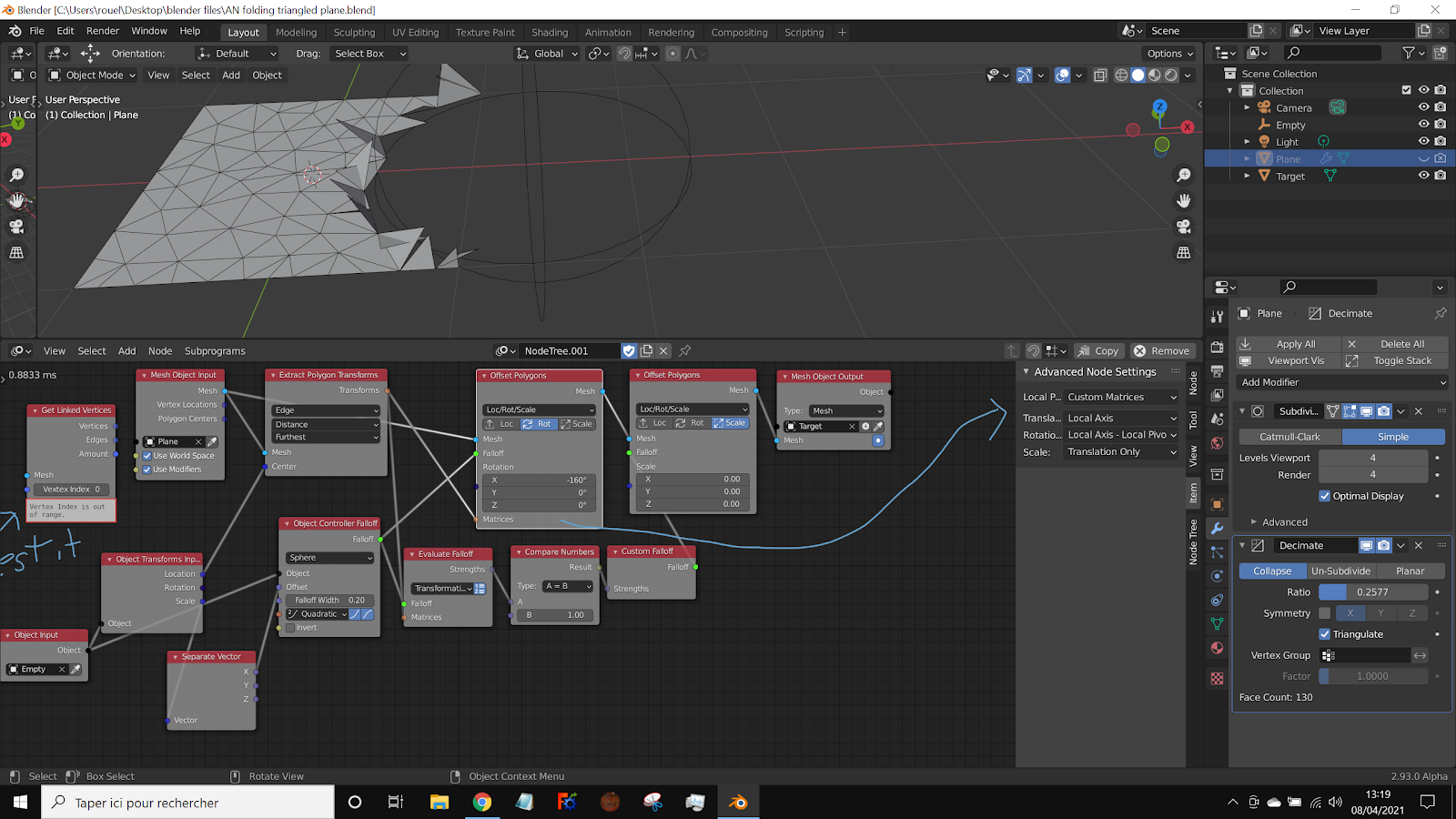 wip animation nodes folding on edges