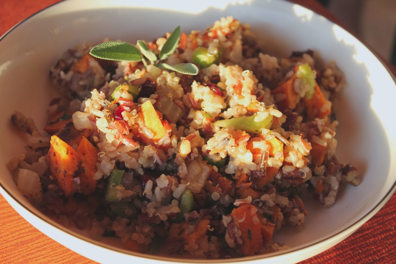 Cook In / Dine Out Fall Grain Pilaf with Sweet Potatoes