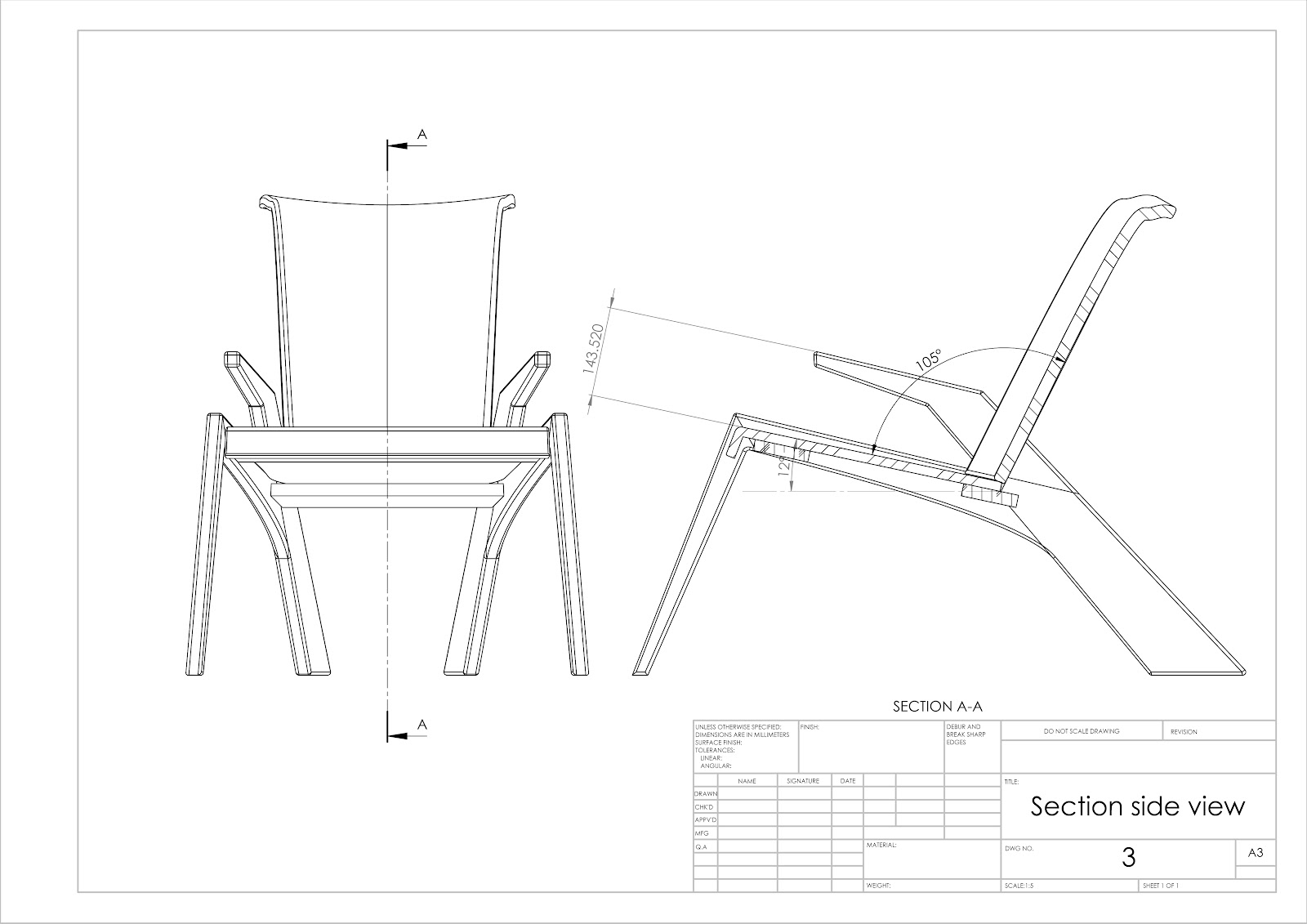 Zac Douglas Furniture Design Final technical drawings