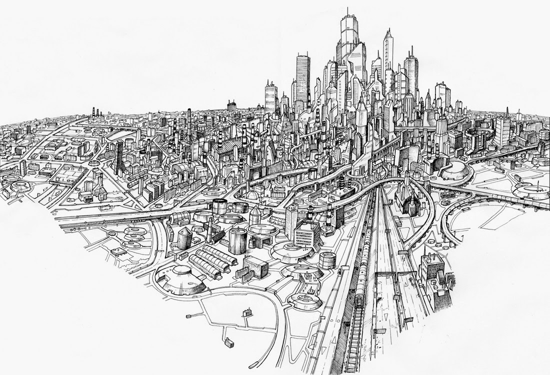 sketch of a city