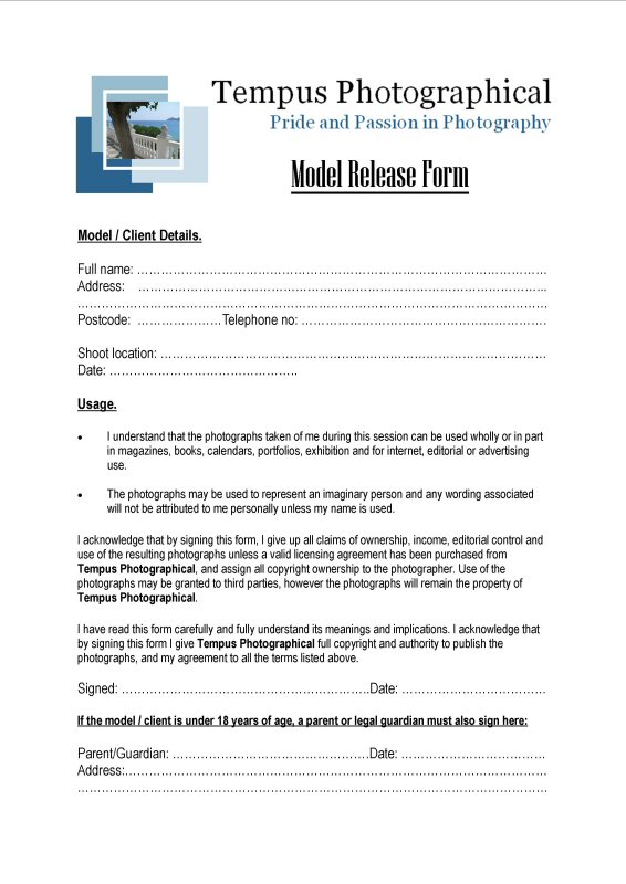 photography contract template with minors photography contract template with minors