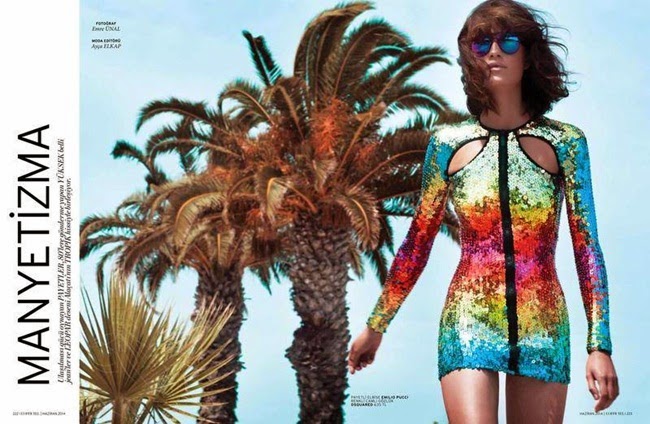 Emilio Pucci 2014 SS Editorial: Rainbow Sequins Short Dress 