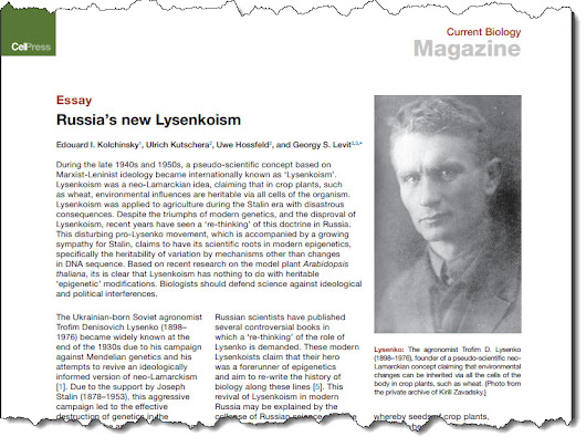 Lysenkoism is first of all a method of inserting ideology into scientific discussions