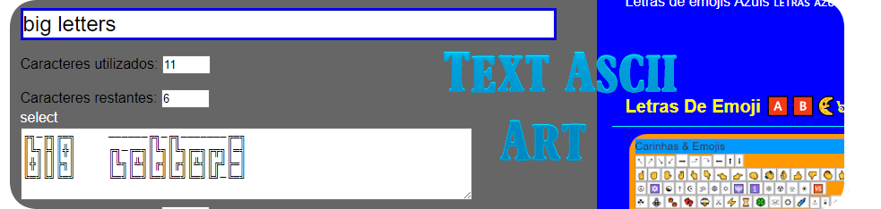 ❥ Text Ascii Art Generator - big letters - Letras grandes diferentes