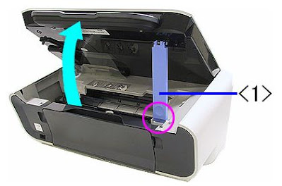 Abrir la tapa que da acceso a los cartuchos de tinta en impresoras Canon.