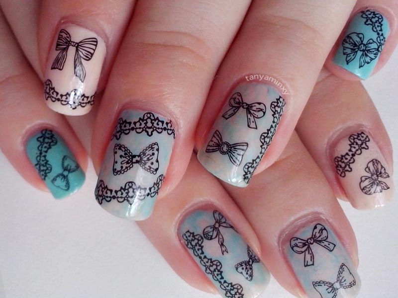 pastel saran wrap lace and bows decals bps born pretty store nails nail art nail desgin