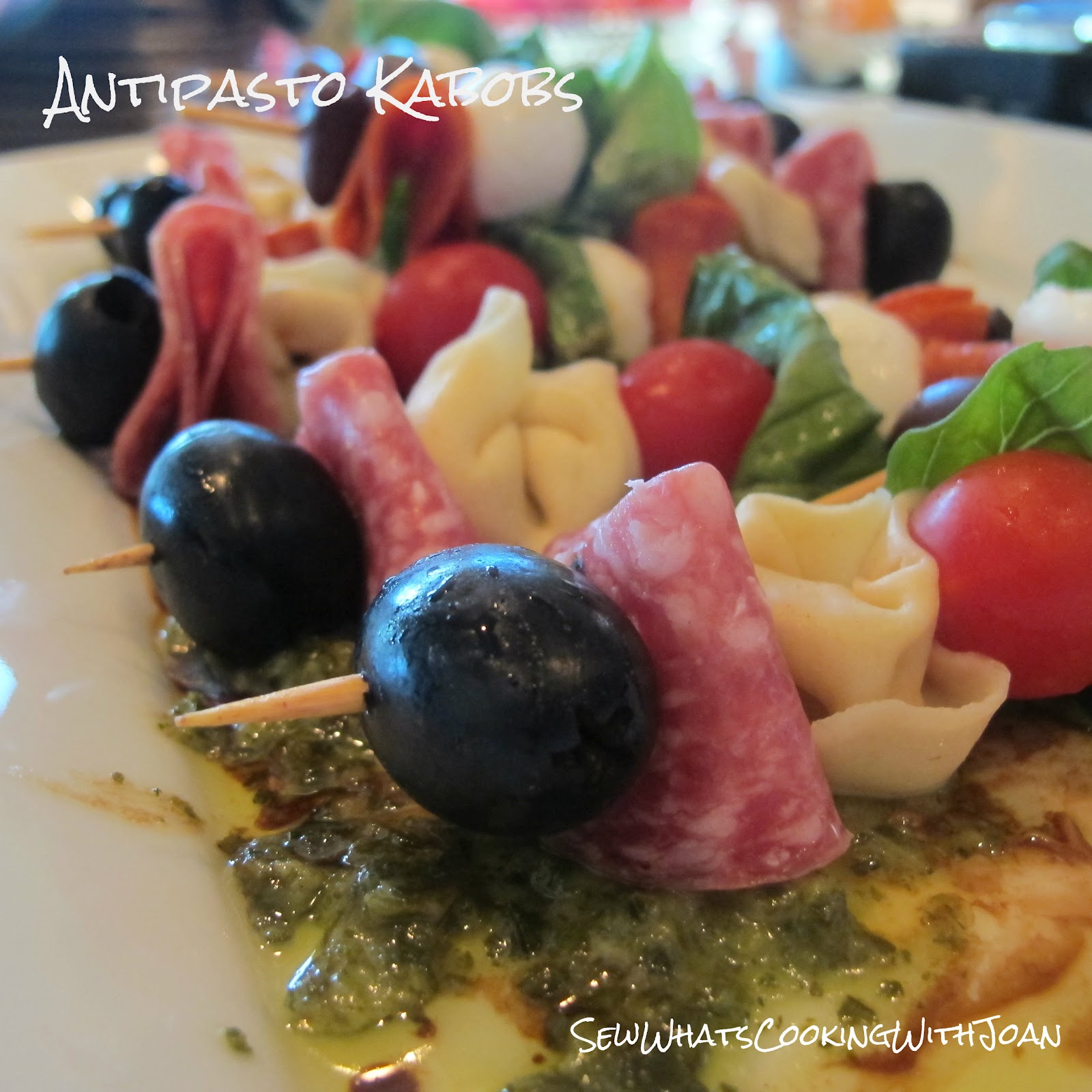 Sew What S Cooking With Joan Easy Breezy Antipasto Kabobs Mini Kabobs