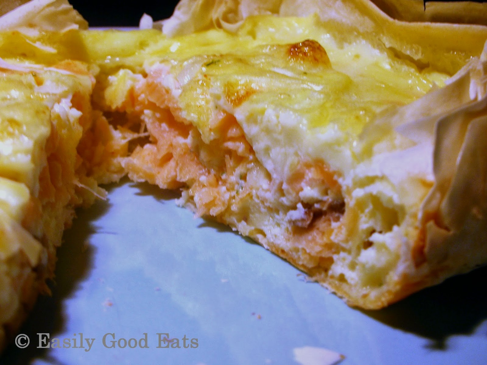 Easily Good Eats Filo Pastry Salmon Quiche/Pie Recipe