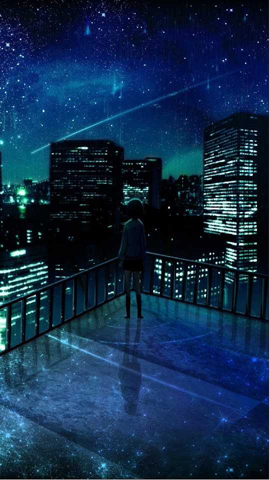 Girl Looking At Falling Star  Android Best Wallpaper