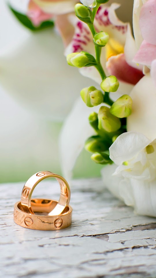 Wedding Rings Flowers Android Wallpaper