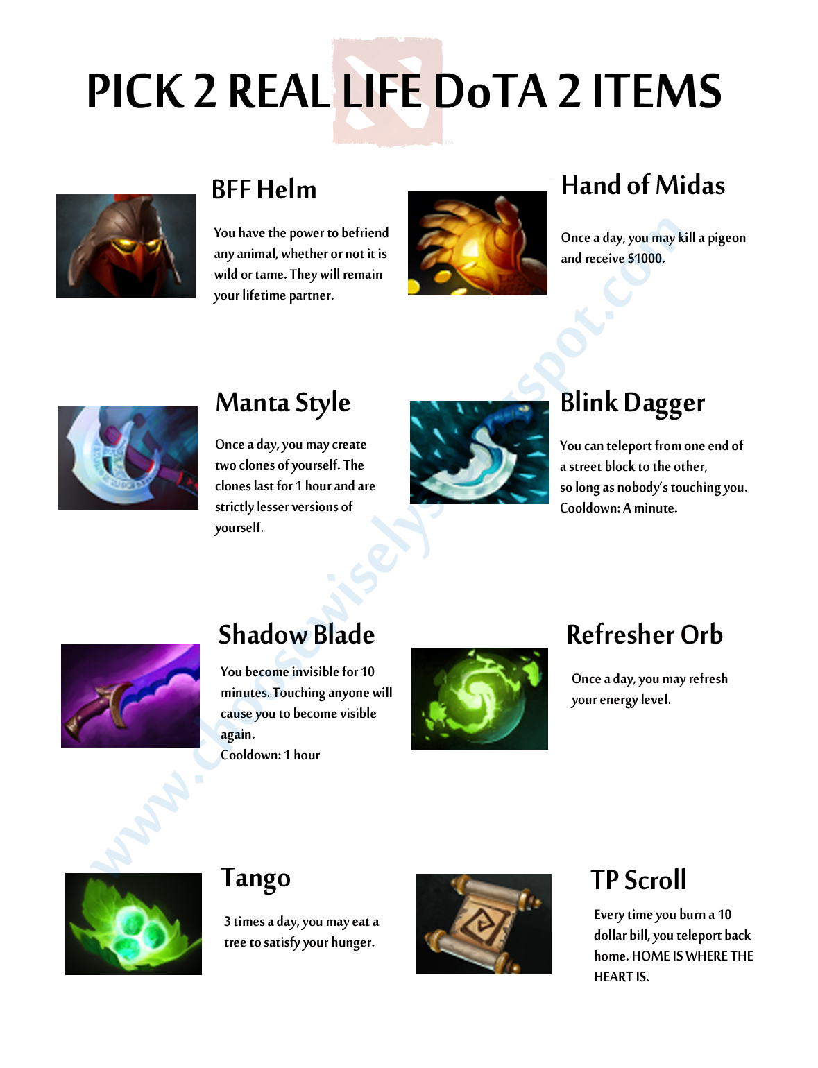 Choose Wisely 3 Pick 2 Real Life DoTA 2 Items Choose Wisely