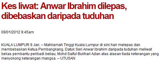 Keputusan Mahkamah Kes Liwat Anwar Ibrahim