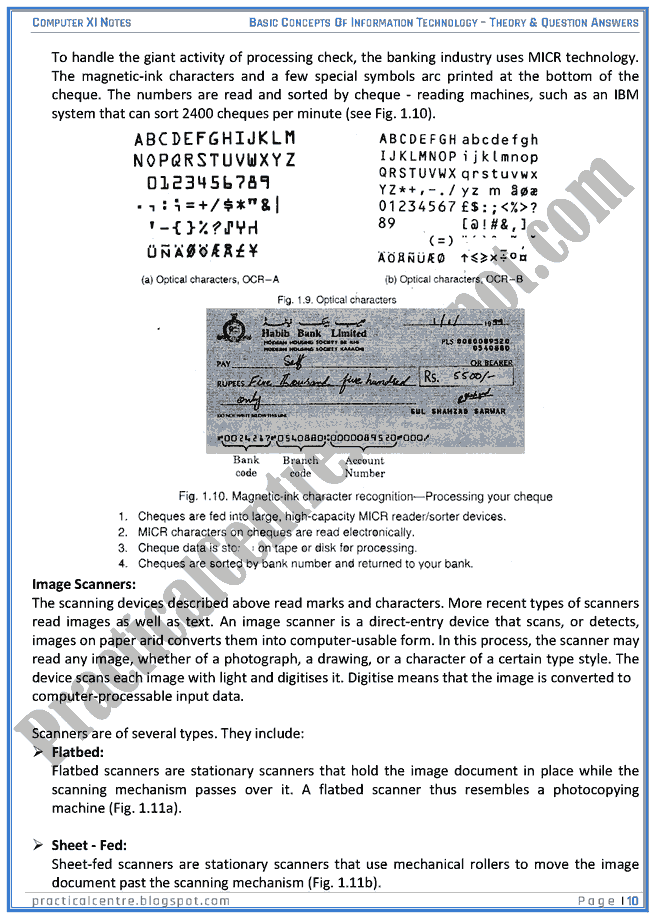 Basic Concepts Of Information Technology - Theory And Questions Answers - Computer XI