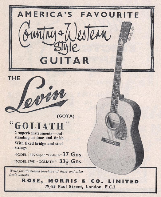 Gary Deacon Solo Guitarist Vintage 1960 Advertisement for the Levin Goliath Guitar