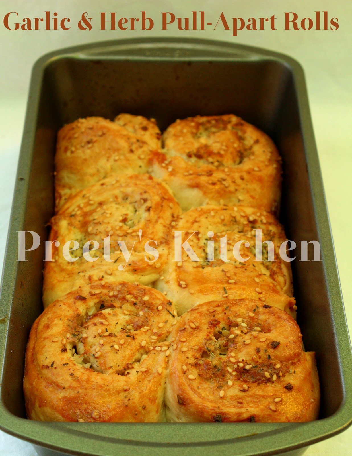 Preety's Kitchen Eggless Garlic & Herb PullApart Rolls Recipe (Step