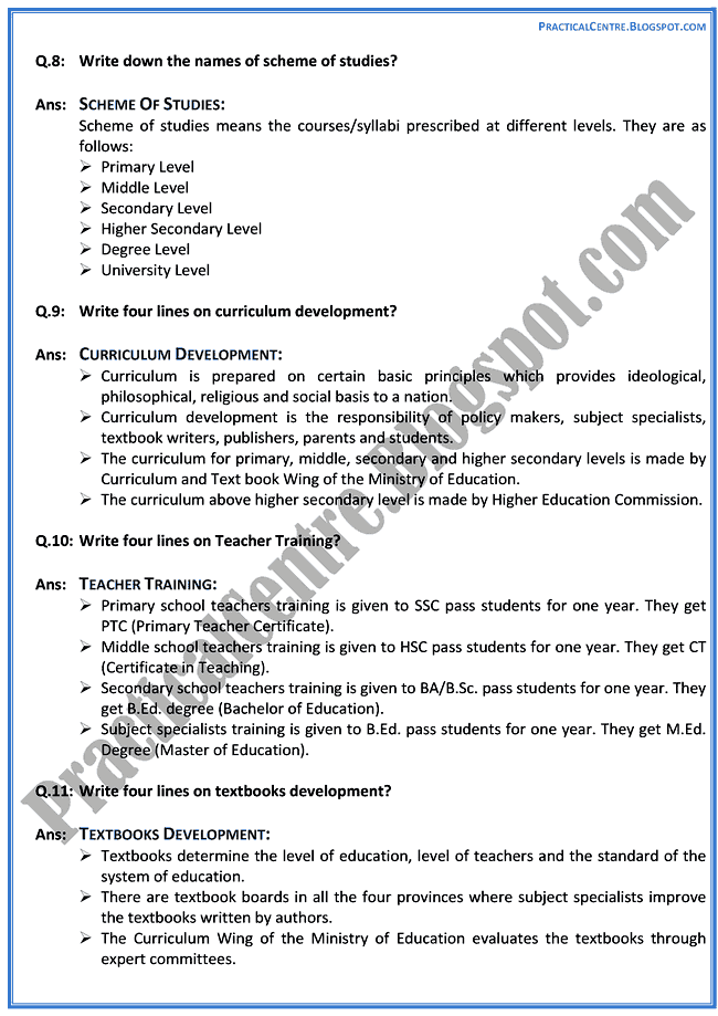 education-in-pakistan-short-question-answers-pakistan-studies-9th